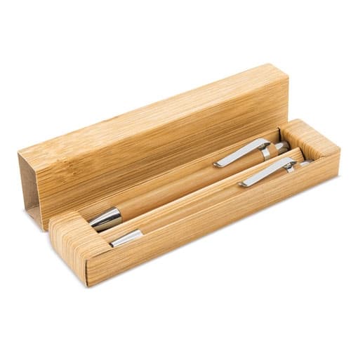 SET BOLIGRAFO Y PORTAMINAS BAMBU "ELASTIC"